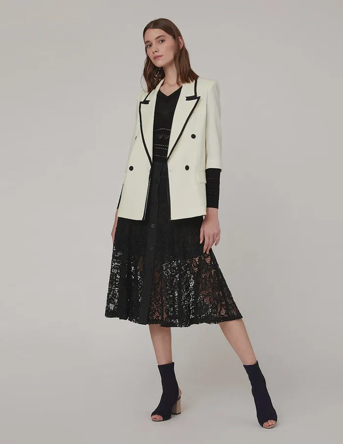 MARYLING Blazers CONTRAST EDGE DOUBLE BREASTED BLAZER Mix 8211 Women MARYLING Blazers CONTRAST EDGE DOUBLE BREASTED BLAZER Mix 8211 Women