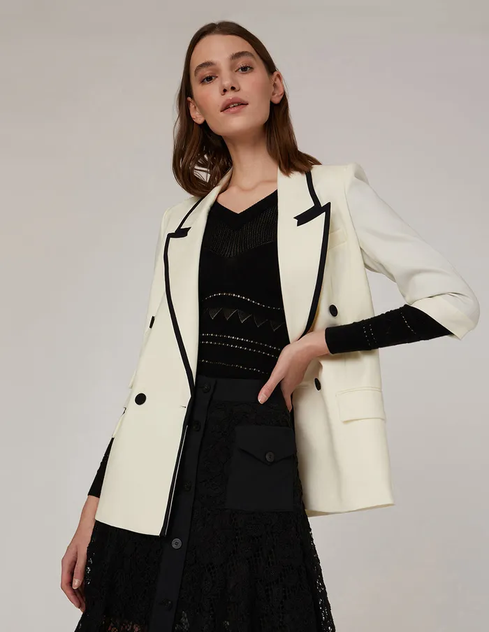 MARYLING Blazers CONTRAST EDGE DOUBLE BREASTED BLAZER Mix 8211 Women MARYLING Blazers CONTRAST EDGE DOUBLE BREASTED BLAZER Mix 8211 Women