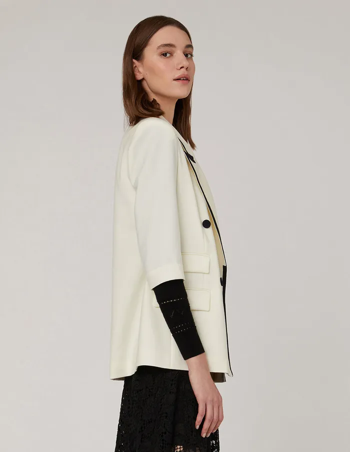 MARYLING Blazers CONTRAST EDGE DOUBLE BREASTED BLAZER Mix 8211 Women MARYLING Blazers CONTRAST EDGE DOUBLE BREASTED BLAZER Mix 8211 Women