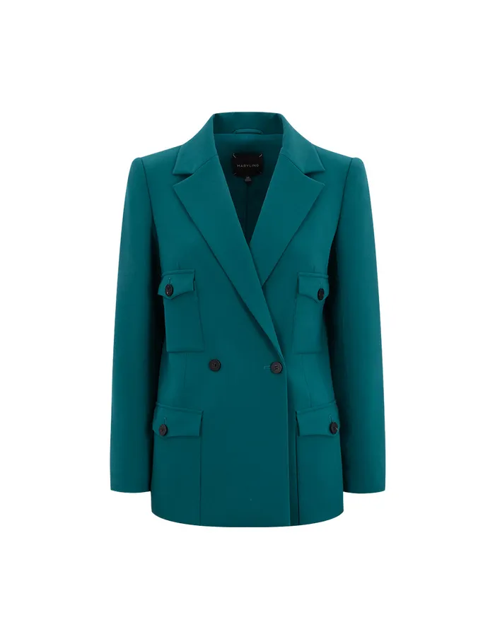 MARYLING Blazers Double Breasted Pocket Waist Blazer Green 8211 Women MARYLING Blazers Double Breasted Pocket Waist Blazer Green 8211 Women