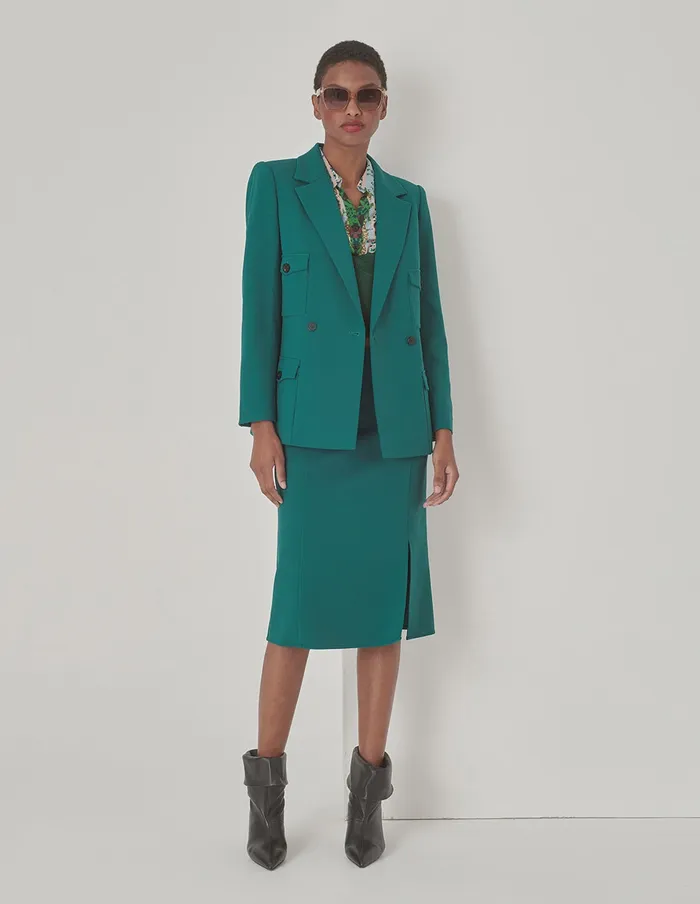 MARYLING Blazers Double Breasted Pocket Waist Blazer Green 8211 Women MARYLING Blazers Double Breasted Pocket Waist Blazer Green 8211 Women
