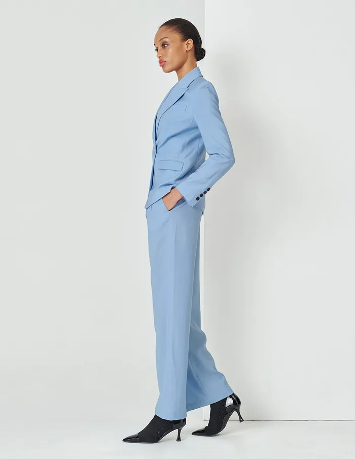 MARYLING Blazers Light Blue Pointed Collar DoubleBreasted Suit Blue 8211 Women MARYLING Blazers Light Blue Pointed Collar DoubleBreasted Suit Blue 8211 Women