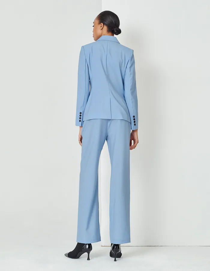 MARYLING Blazers Light Blue Pointed Collar DoubleBreasted Suit Blue 8211 Women MARYLING Blazers Light Blue Pointed Collar DoubleBreasted Suit Blue 8211 Women