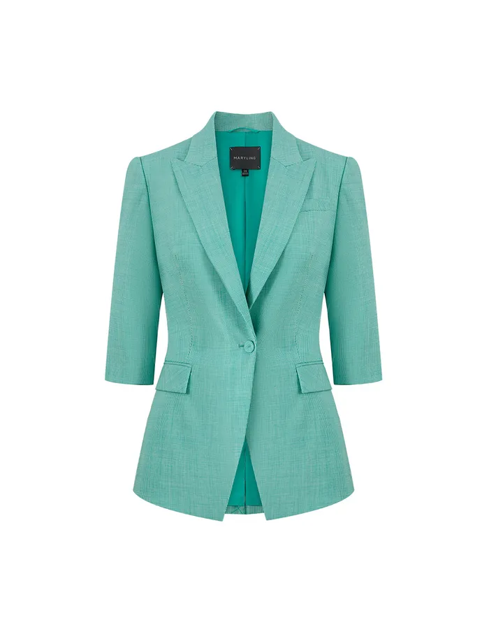 MARYLING Blazers Light Green Microcheck Houndstooth Blazer Mix 8211 Women MARYLING Blazers Light Green Microcheck Houndstooth Blazer Mix 8211 Women