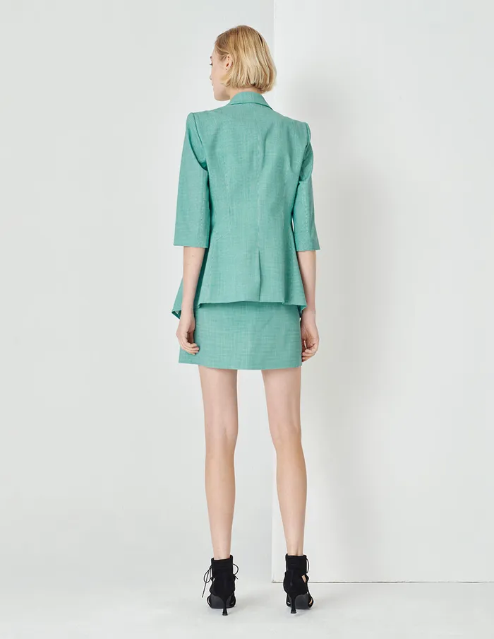 MARYLING Blazers Light Green Microcheck Houndstooth Blazer Mix 8211 Women MARYLING Blazers Light Green Microcheck Houndstooth Blazer Mix 8211 Women