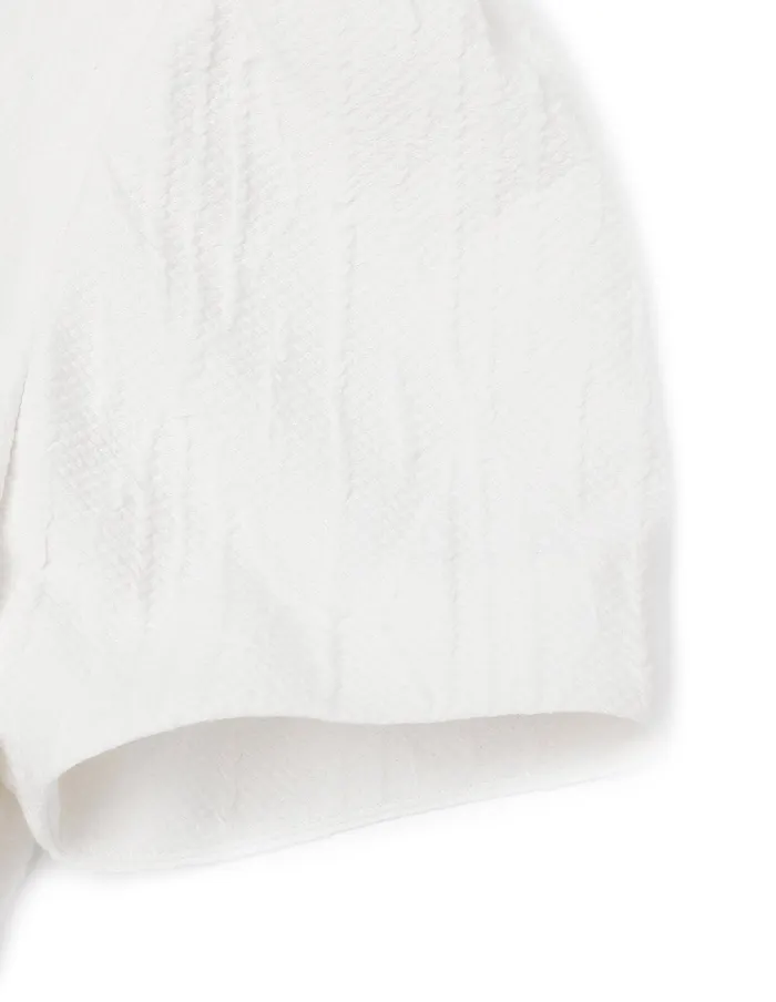 MARYLING Blazers OffWhite Turned Collar Short Sleeve Fitted Jacquard Jacket White 8211 Women MARYLING Blazers OffWhite Turned Collar Short Sleeve Fitted Jacquard Jacket White 8211 Women