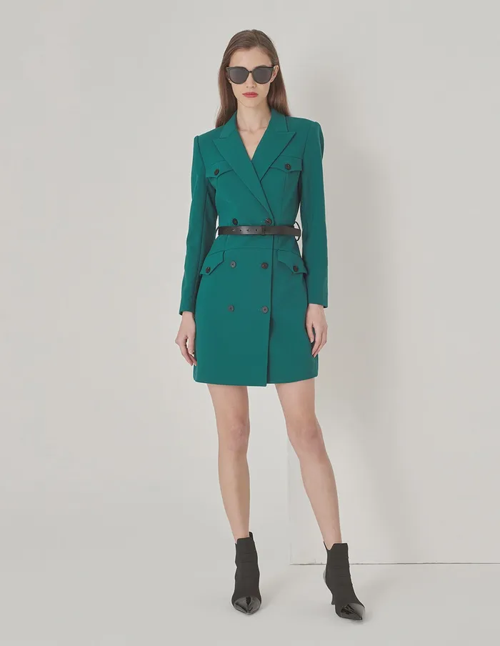 MARYLING Blazers Straight DoubleBreasted Blazer Green 8211 Women MARYLING Blazers Straight DoubleBreasted Blazer Green 8211 Women