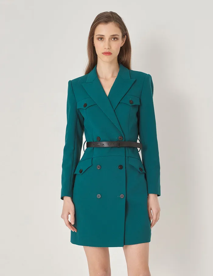 MARYLING Blazers Straight DoubleBreasted Blazer Green 8211 Women MARYLING Blazers Straight DoubleBreasted Blazer Green 8211 Women