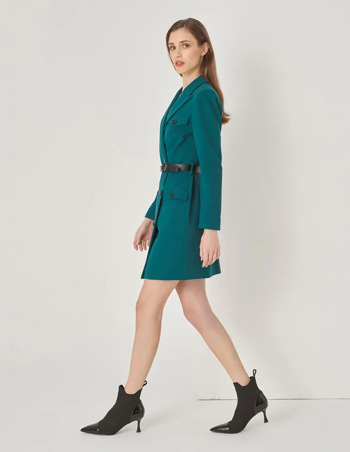 MARYLING Blazers Straight DoubleBreasted Blazer Green 8211 Women MARYLING Blazers Straight DoubleBreasted Blazer Green 8211 Women
