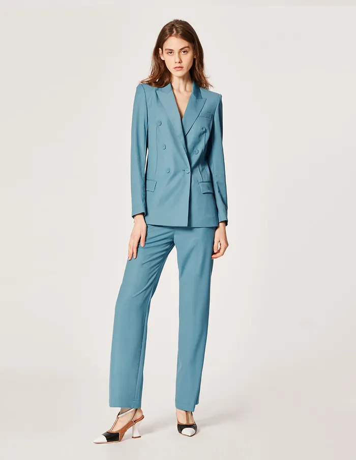 MARYLING Blazers WORSTED WOOL DOUBLEBREASTED BLAZER Cadet Blue 8211 Women