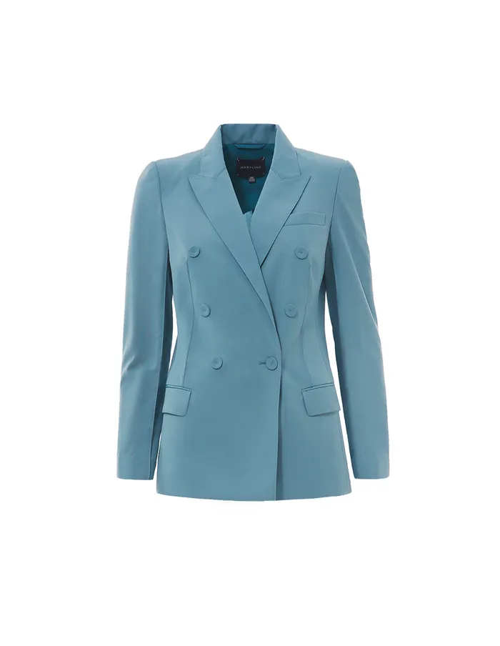 MARYLING Blazers WORSTED WOOL DOUBLEBREASTED BLAZER Cadet Blue 8211 Women MARYLING Blazers WORSTED WOOL DOUBLEBREASTED BLAZER Cadet Blue 8211 Women