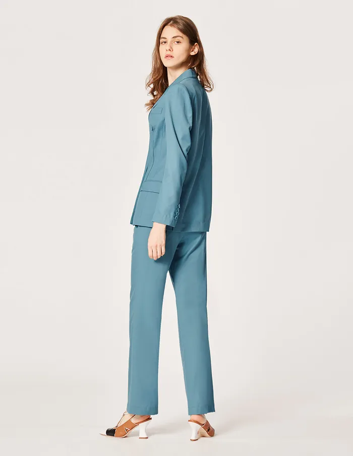 MARYLING Blazers WORSTED WOOL DOUBLEBREASTED BLAZER Cadet Blue 8211 Women MARYLING Blazers WORSTED WOOL DOUBLEBREASTED BLAZER Cadet Blue 8211 Women