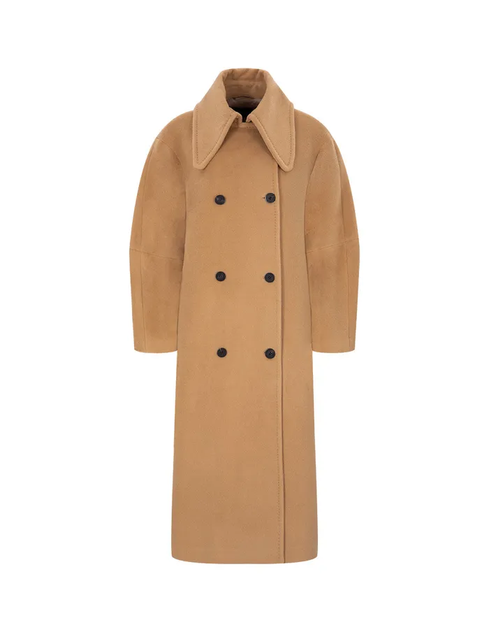 MARYLING Jacket and Coat Beige Large Lapel DoubleBreasted Wool Coat Sand 8211 Women MARYLING Jacket and Coat Beige Large Lapel DoubleBreasted Wool Coat Sand 8211 Women