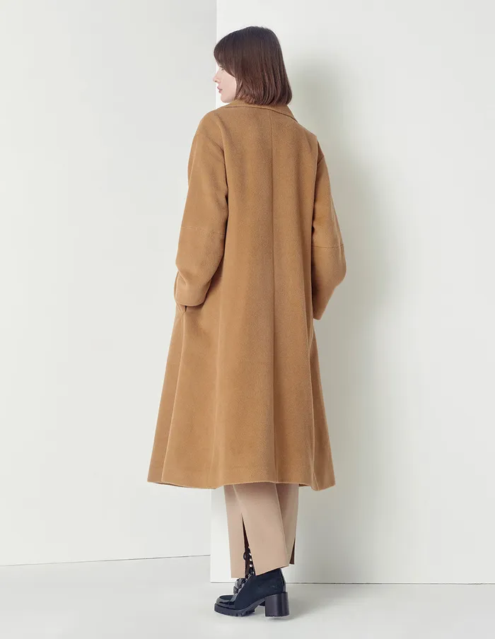 MARYLING Jacket and Coat Beige Large Lapel DoubleBreasted Wool Coat Sand 8211 Women MARYLING Jacket and Coat Beige Large Lapel DoubleBreasted Wool Coat Sand 8211 Women