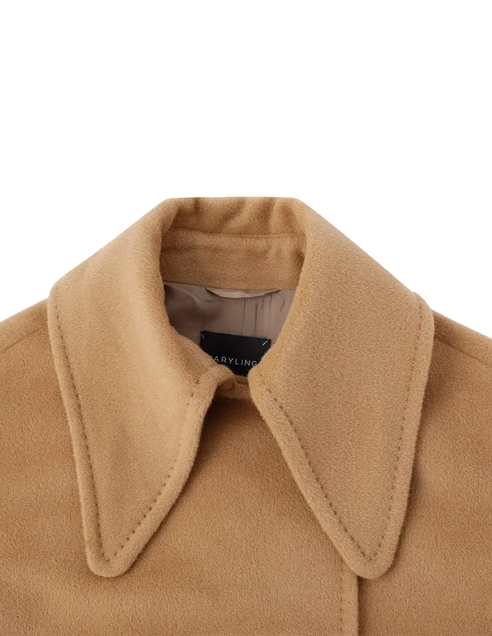 MARYLING Jacket and Coat Beige Large Lapel DoubleBreasted Wool Coat Sand 8211 Women MARYLING Jacket and Coat Beige Large Lapel DoubleBreasted Wool Coat Sand 8211 Women