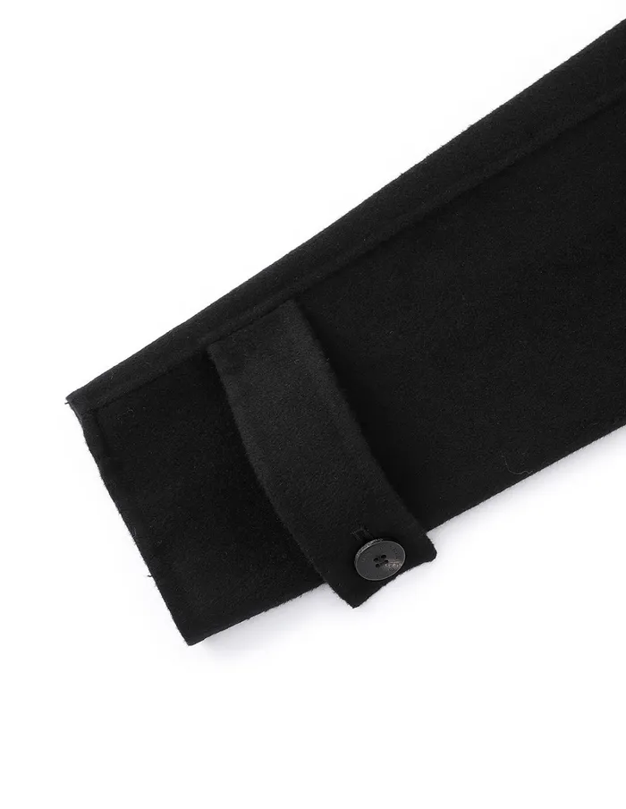 MARYLING Jacket and Coat Black DoubleSided Woolen Lapels MidLength Wool Coat Black 8211 Women MARYLING Jacket and Coat Black DoubleSided Woolen Lapels MidLength Wool Coat Black 8211 Women