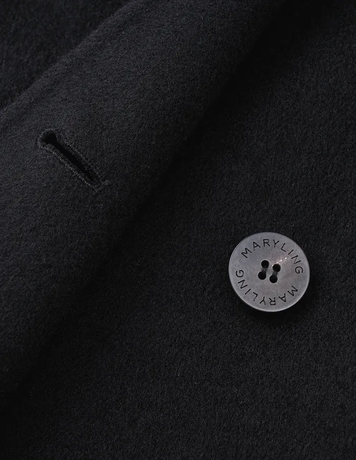 MARYLING Jacket and Coat Black Doublesided Woolen Stitched Knitted Sleeve Coat Black 8211 Women MARYLING Jacket and Coat Black Doublesided Woolen Stitched Knitted Sleeve Coat Black 8211 Women