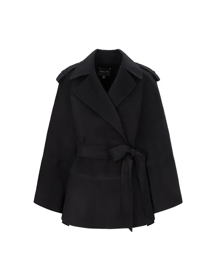 MARYLING Jacket and Coat Black Fashion Ladies Shawl Cape Coat Black 8211 Women