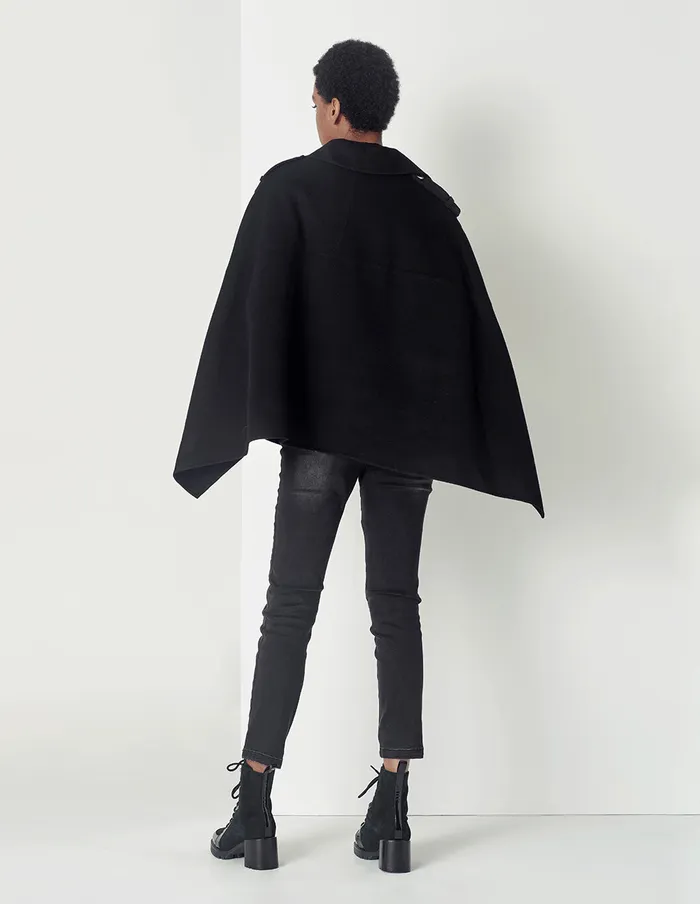 MARYLING Jacket and Coat Black Fashion Ladies Shawl Cape Coat Black 8211 Women