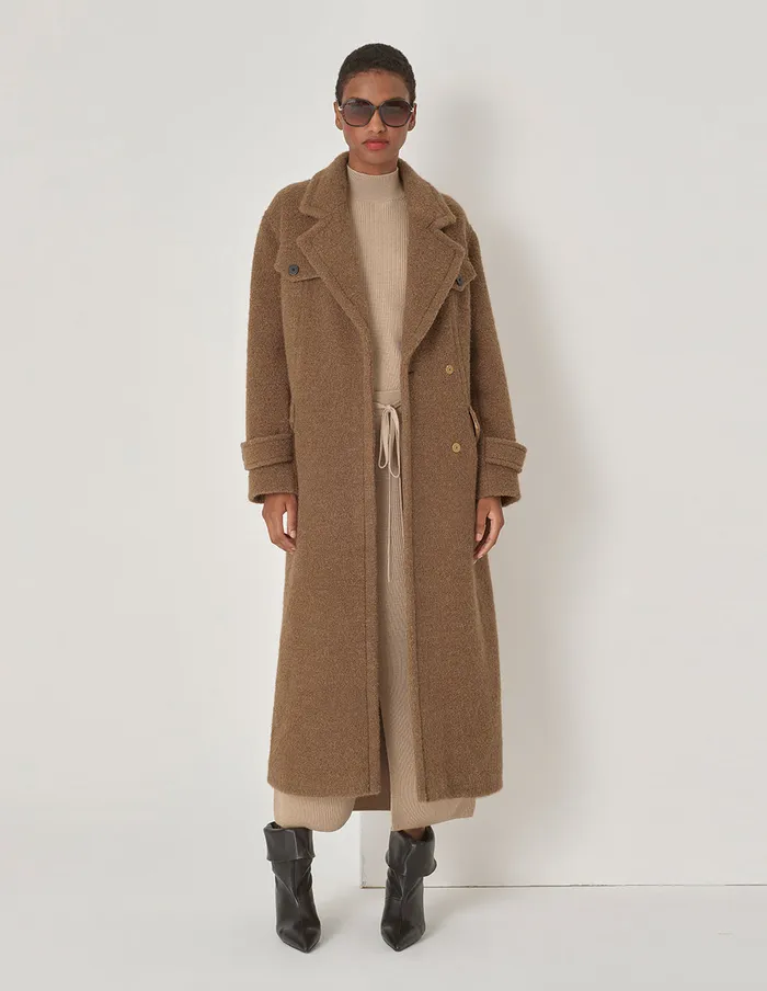 MARYLING Jacket and Coat Camel Lapel Contrast Button Coat Camel 8211 Women
