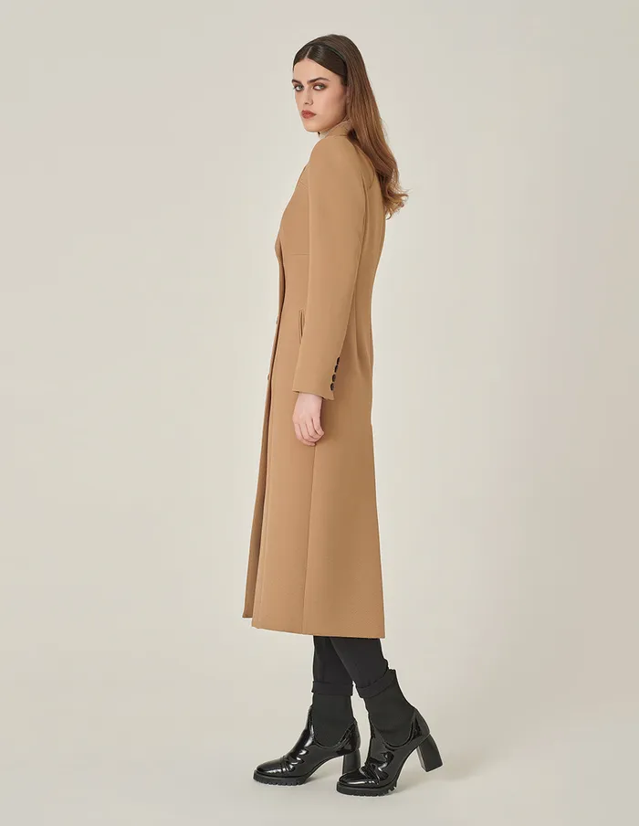 MARYLING Jacket and Coat Camel Peaked Lapel DoubleBreasted Long Coat Camel 8211 Women MARYLING Jacket and Coat Camel Peaked Lapel DoubleBreasted Long Coat Camel 8211 Women