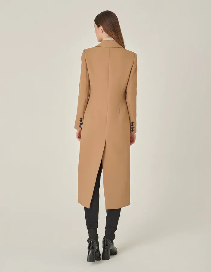 MARYLING Jacket and Coat Camel Peaked Lapel DoubleBreasted Long Coat Camel 8211 Women MARYLING Jacket and Coat Camel Peaked Lapel DoubleBreasted Long Coat Camel 8211 Women