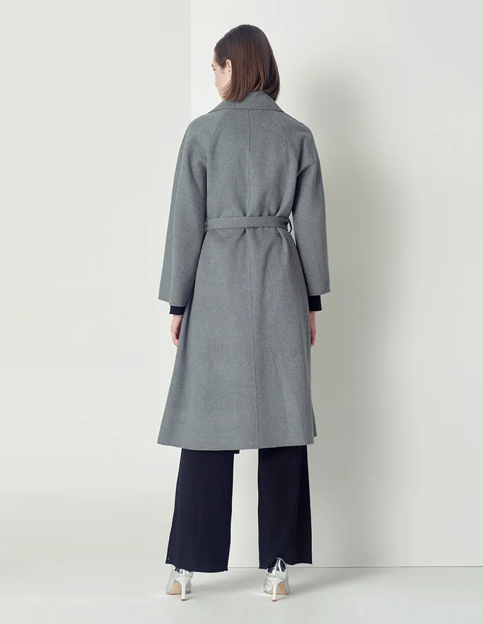 MARYLING Jacket and Coat Classic Lapel Collar Ashaped Loose Hem Doublesided Woolen Coat Grey 8211 Women MARYLING Jacket and Coat Classic Lapel Collar Ashaped Loose Hem Doublesided Woolen Coat Grey 8211 Women
