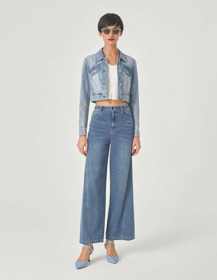 MARYLING Jacket and Coat Cropped Wash Blue Denim Jacket Denim 8211 Women