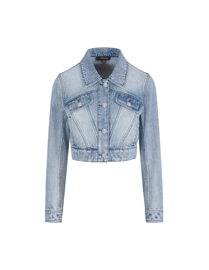 MARYLING Jacket and Coat Cropped Wash Blue Denim Jacket Denim 8211 Women