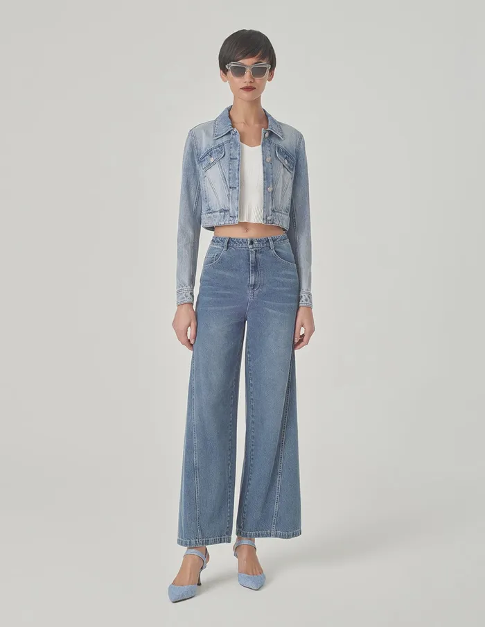 MARYLING Jacket and Coat Cropped Wash Blue Denim Jacket Denim 8211 Women