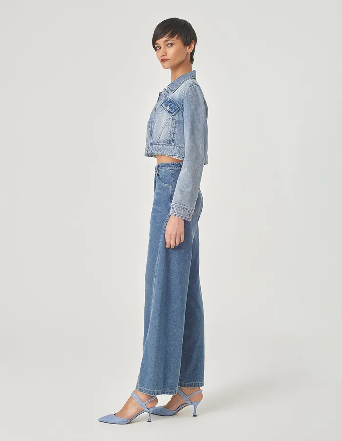 MARYLING Jacket and Coat Cropped Wash Blue Denim Jacket Denim 8211 Women