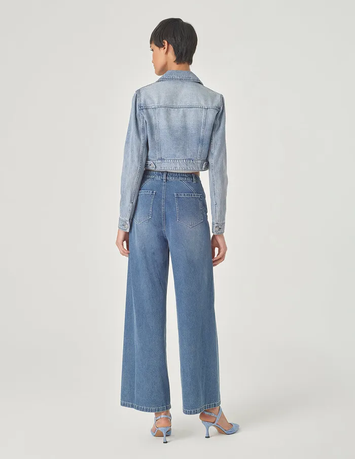 MARYLING Jacket and Coat Cropped Wash Blue Denim Jacket Denim 8211 Women