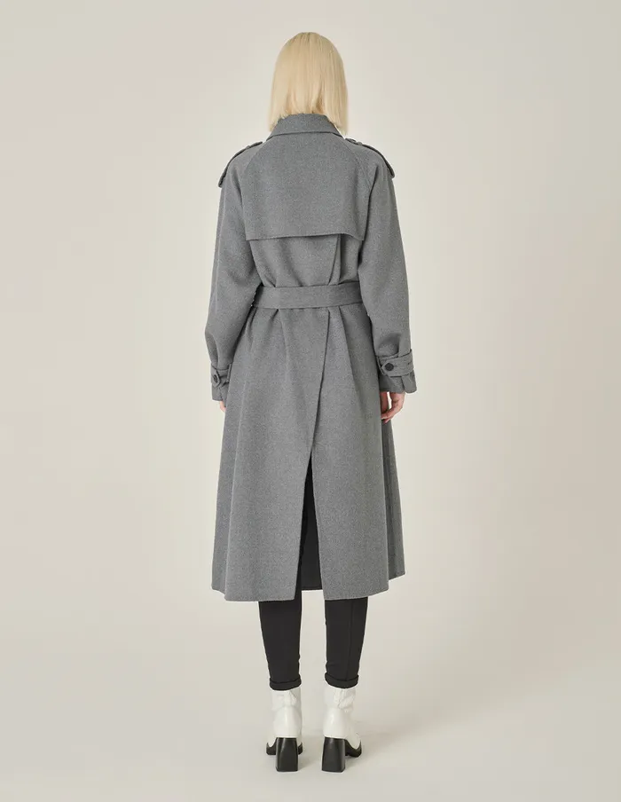 MARYLING Jacket and Coat Gray DoubleBreasted HShaped DoubleSided Woolen Coat Grey 8211 Women MARYLING Jacket and Coat Gray DoubleBreasted HShaped DoubleSided Woolen Coat Grey 8211 Women