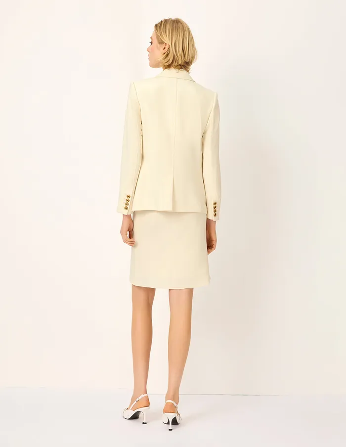 MARYLING Jacket and Coat Notch Lapel SingleBreasted MultiPocket Blazer Cream 8211 Women MARYLING Jacket and Coat Notch Lapel SingleBreasted MultiPocket Blazer Cream 8211 Women