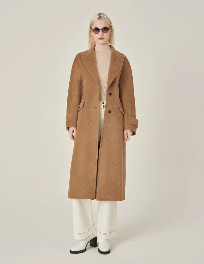 MARYLING Jacket and Coat Notched Lapel SingleBreasted Belted CamelColored Cashmere Overcoat Camel 8211 Women MARYLING Jacket and Coat Notched Lapel SingleBreasted Belted CamelColored Cashmere Overcoat Camel 8211 Women