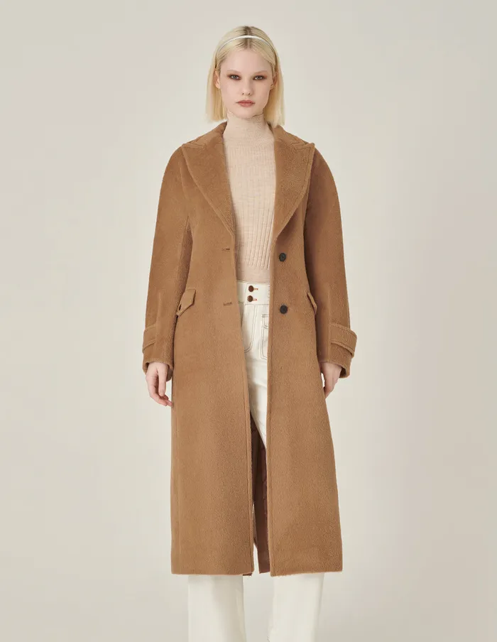 MARYLING Jacket and Coat Notched Lapel SingleBreasted Belted CamelColored Cashmere Overcoat Camel 8211 Women MARYLING Jacket and Coat Notched Lapel SingleBreasted Belted CamelColored Cashmere Overcoat Camel 8211 Women