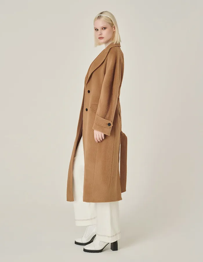 MARYLING Jacket and Coat Notched Lapel SingleBreasted Belted CamelColored Cashmere Overcoat Camel 8211 Women MARYLING Jacket and Coat Notched Lapel SingleBreasted Belted CamelColored Cashmere Overcoat Camel 8211 Women