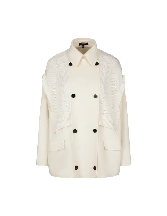MARYLING Jacket and Coat OffWhite Woollen Stitch DoubleFaced Woollen Jacket Cream 8211 Women