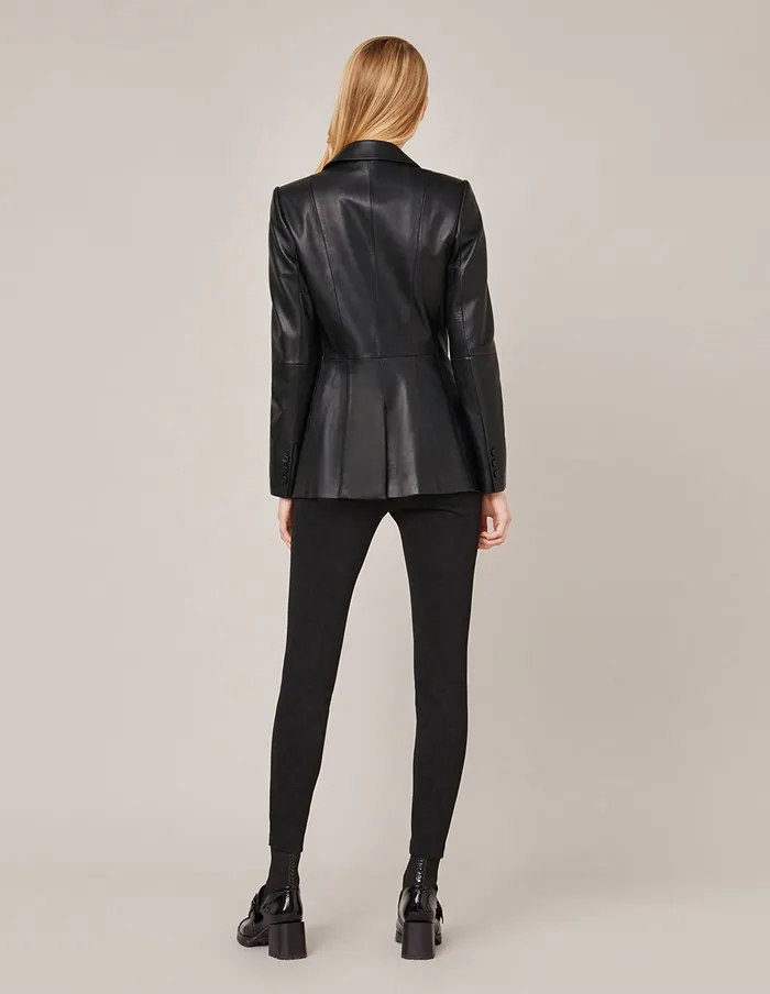 MARYLING Jacket and Coat PEAKLAPEL SINGLEBREASTED LEATHER BLAZER Black 8211 Women MARYLING Jacket and Coat PEAKLAPEL SINGLEBREASTED LEATHER BLAZER Black 8211 Women