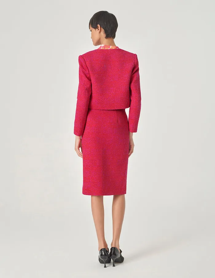 MARYLING Jacket and Coat Red Square Collar Short Tweed Jacket Red 8211 Women MARYLING Jacket and Coat Red Square Collar Short Tweed Jacket Red 8211 Women