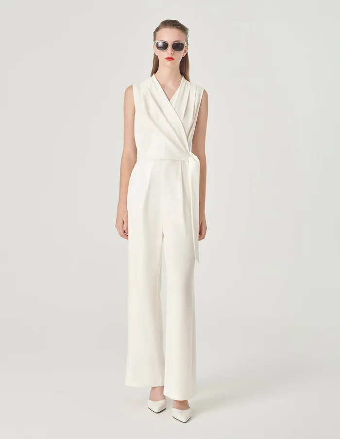 MARYLING Jumpsuits CrossOver VNeck Strap Sleeveless Jumpsuit White 8211 Women