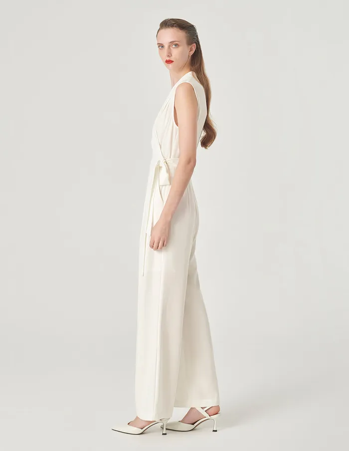 MARYLING Jumpsuits CrossOver VNeck Strap Sleeveless Jumpsuit White 8211 Women MARYLING Jumpsuits CrossOver VNeck Strap Sleeveless Jumpsuit White 8211 Women