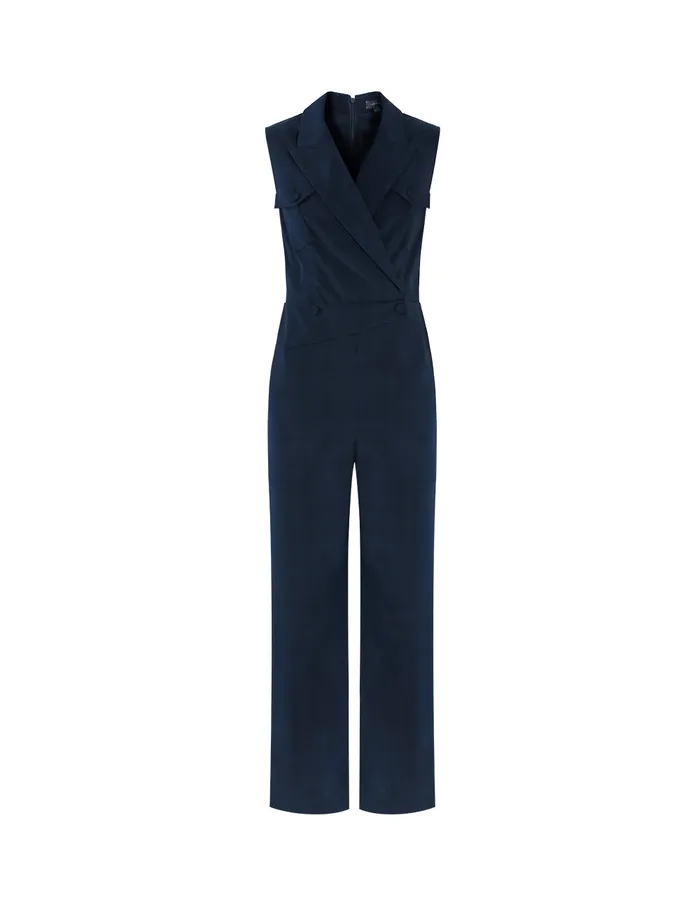 MARYLING Jumpsuits PEAKLAPEL SLEEVELESS JUMPSUIT Blue 8211 Women MARYLING Jumpsuits PEAKLAPEL SLEEVELESS JUMPSUIT Blue 8211 Women