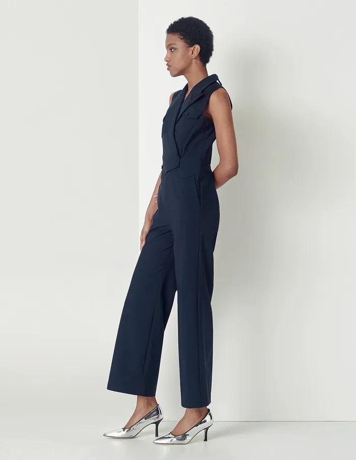 MARYLING Jumpsuits PEAKLAPEL SLEEVELESS JUMPSUIT Blue 8211 Women MARYLING Jumpsuits PEAKLAPEL SLEEVELESS JUMPSUIT Blue 8211 Women