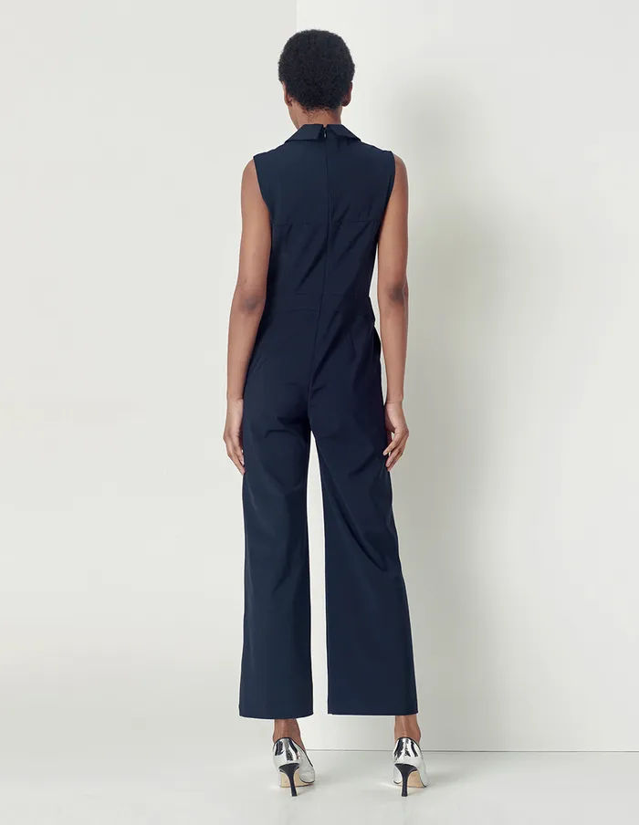 MARYLING Jumpsuits PEAKLAPEL SLEEVELESS JUMPSUIT Blue 8211 Women MARYLING Jumpsuits PEAKLAPEL SLEEVELESS JUMPSUIT Blue 8211 Women