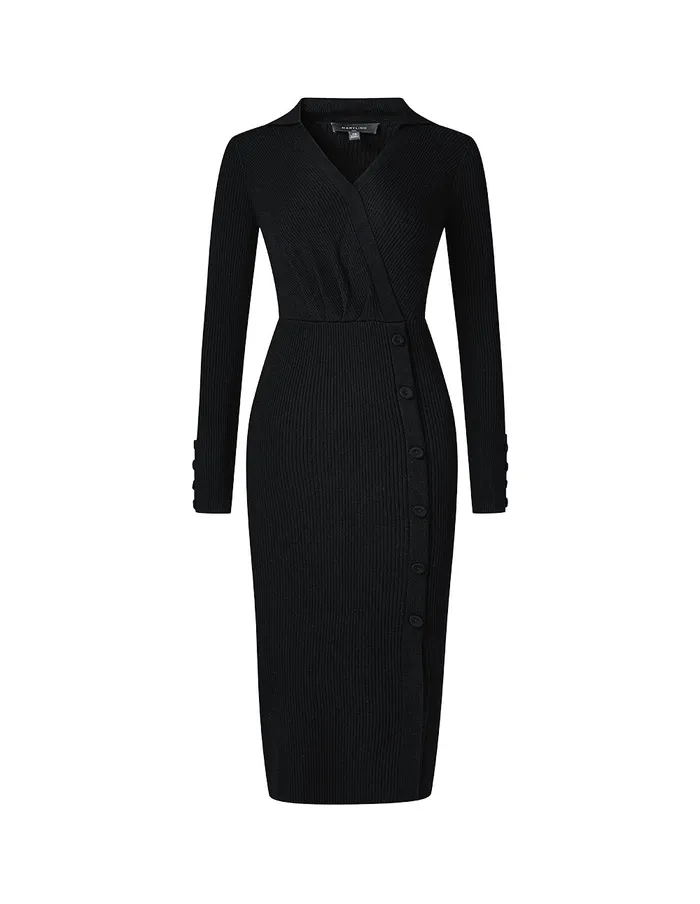 MARYLING Knit Dress Black Allmatch Slim Vneck Knitted Dress Black 8211 Women MARYLING Knit Dress Black Allmatch Slim Vneck Knitted Dress Black 8211 Women