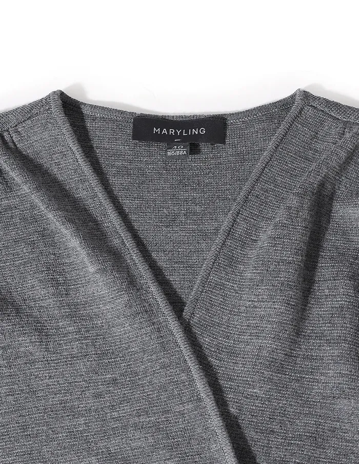MARYLING Knit Dress Double Breasted VNeck Knit Dress Grey 8211 Women MARYLING Knit Dress Double Breasted VNeck Knit Dress Grey 8211 Women
