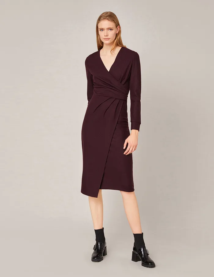 MARYLING Knit Dress VNECK WOOL KNIT DRESS Dark Red 8211 Women
