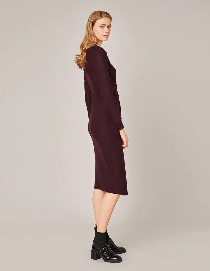 MARYLING Knit Dress VNECK WOOL KNIT DRESS Dark Red 8211 Women MARYLING Knit Dress VNECK WOOL KNIT DRESS Dark Red 8211 Women