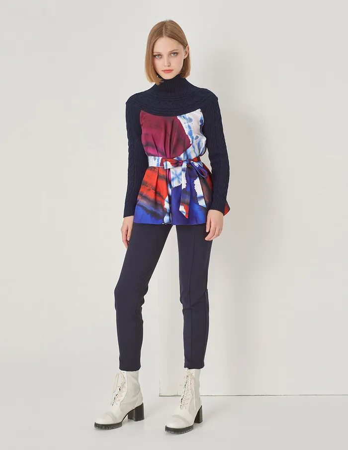 MARYLING Knitwear AHem Printed Top Blue 8211 Women